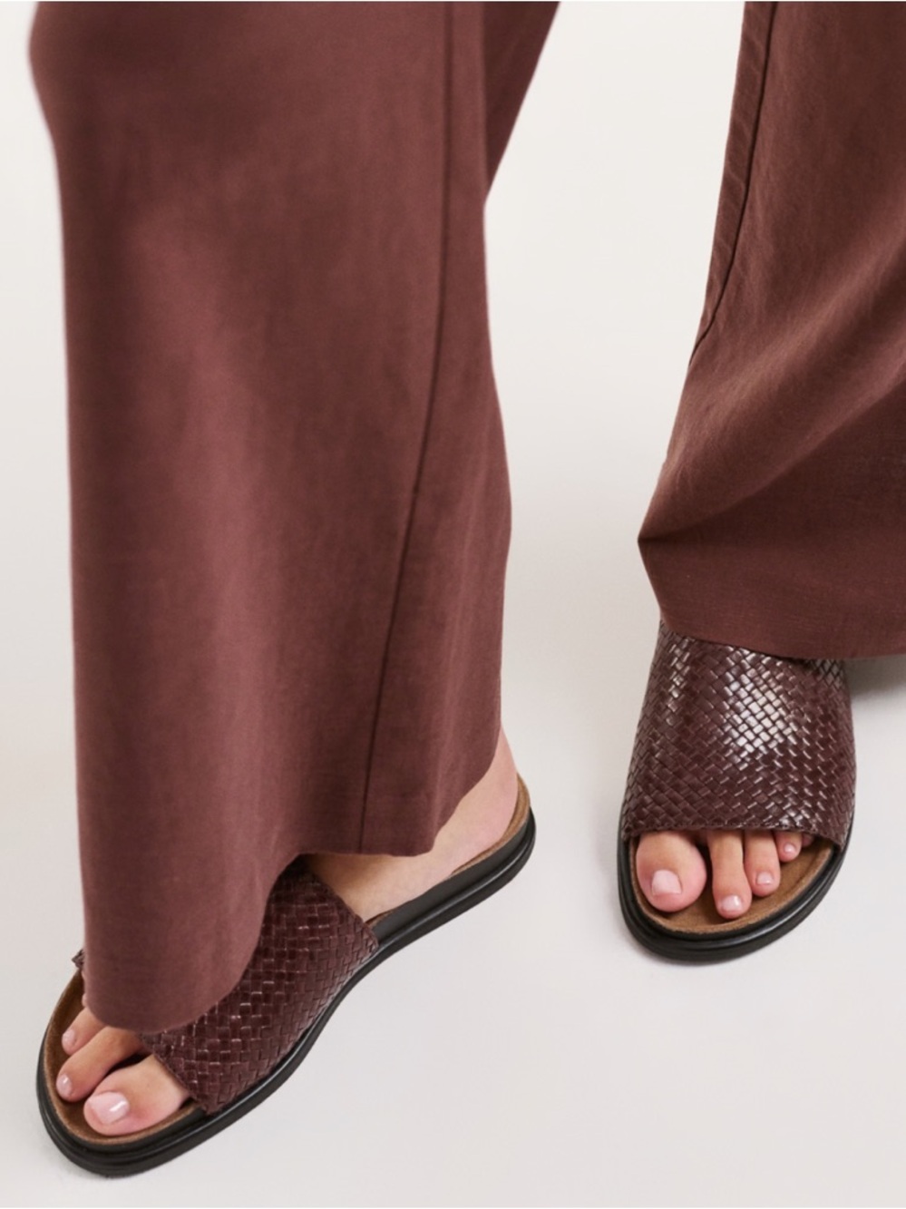 Vagabond Anthropologie Effie Woven Leather Brown Flat Dad Sandals Slip On 39 - Picture 3 of 15